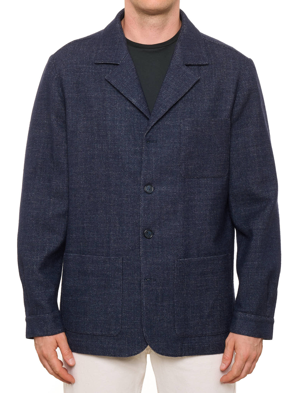 PIETRA SALATA Napoli Denim Blue Wool-Cotton Jacket NEW