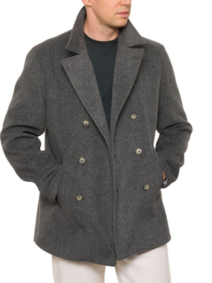 PIETRA SALATA Napoli Gray Double Breasted Peacoat NEW