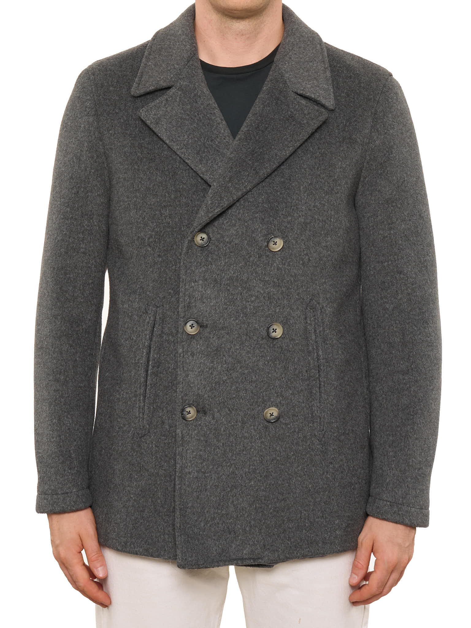 PIETRA SALATA Napoli Gray Double Breasted Peacoat NEW