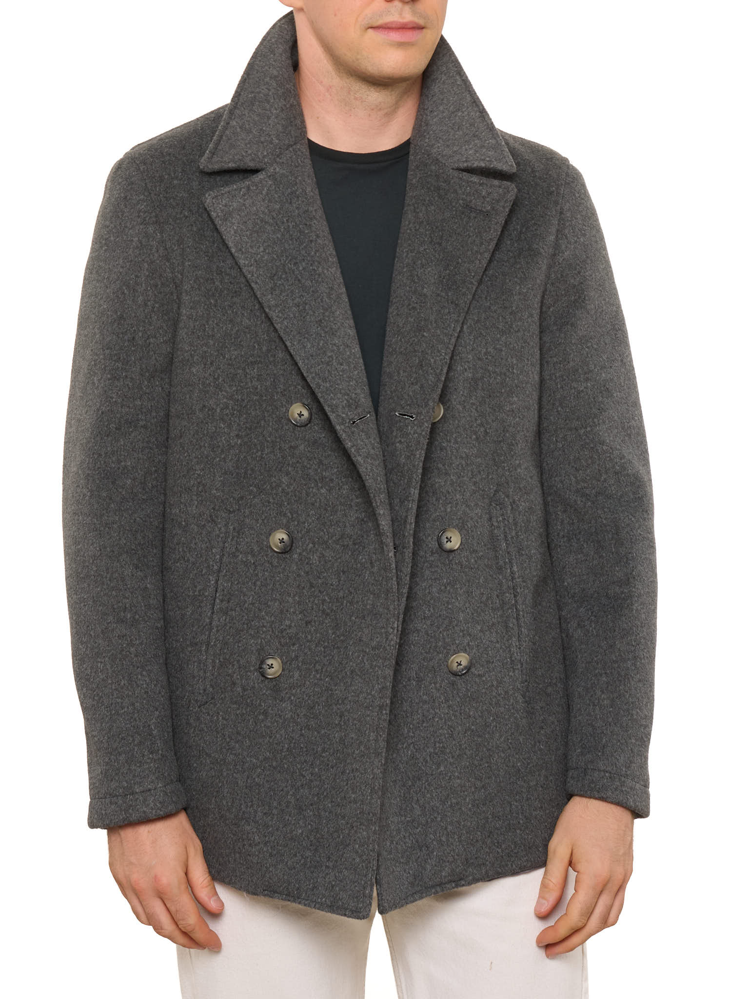 PIETRA SALATA Napoli Gray Double Breasted Peacoat NEW