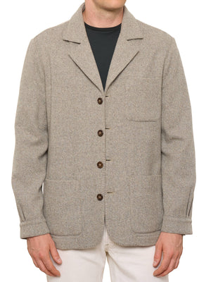 PIETRA SALATA Napoli Gray Herringbone Wool-Cashmere Jacket NEW L