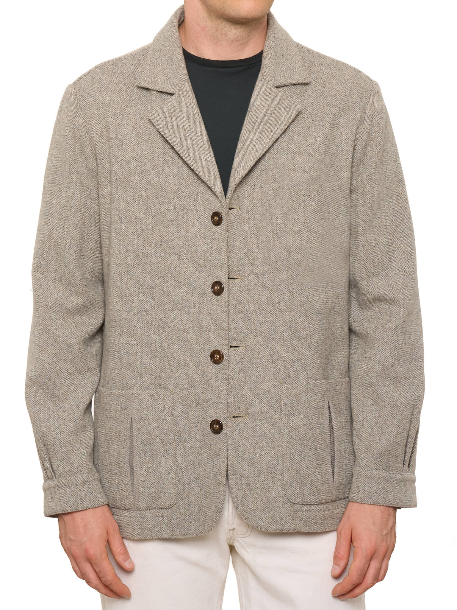 PIETRA SALATA Napoli Gray Herringbone Wool-Cashmere Jacket NEW L