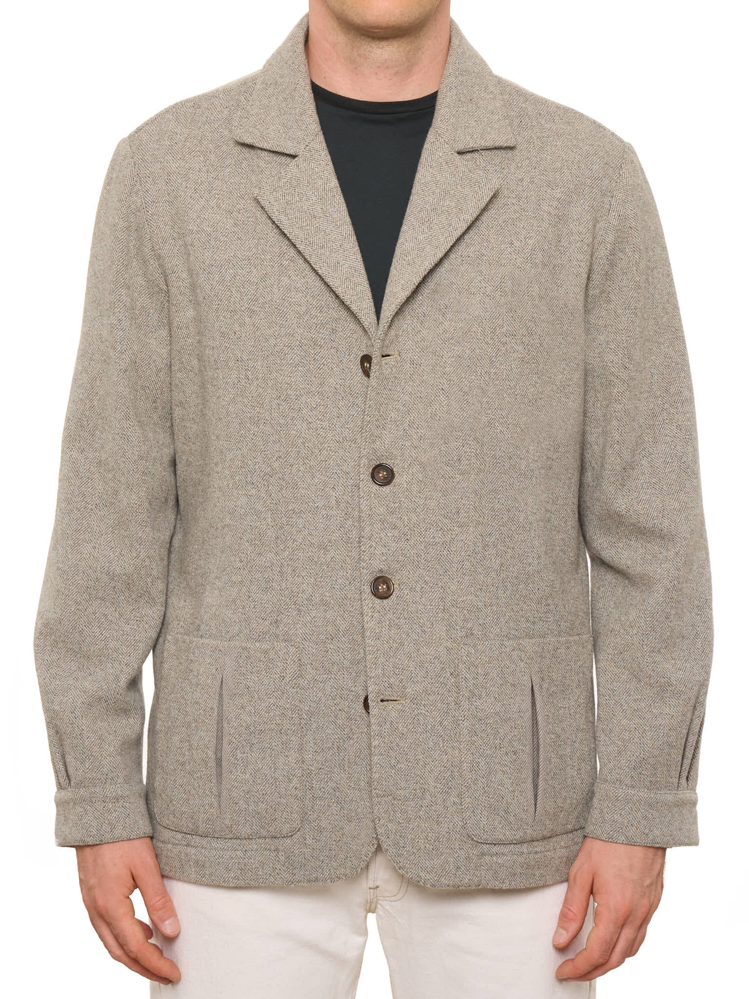 PIETRA SALATA Napoli Gray Herringbone Wool-Cashmere Jacket NEW L