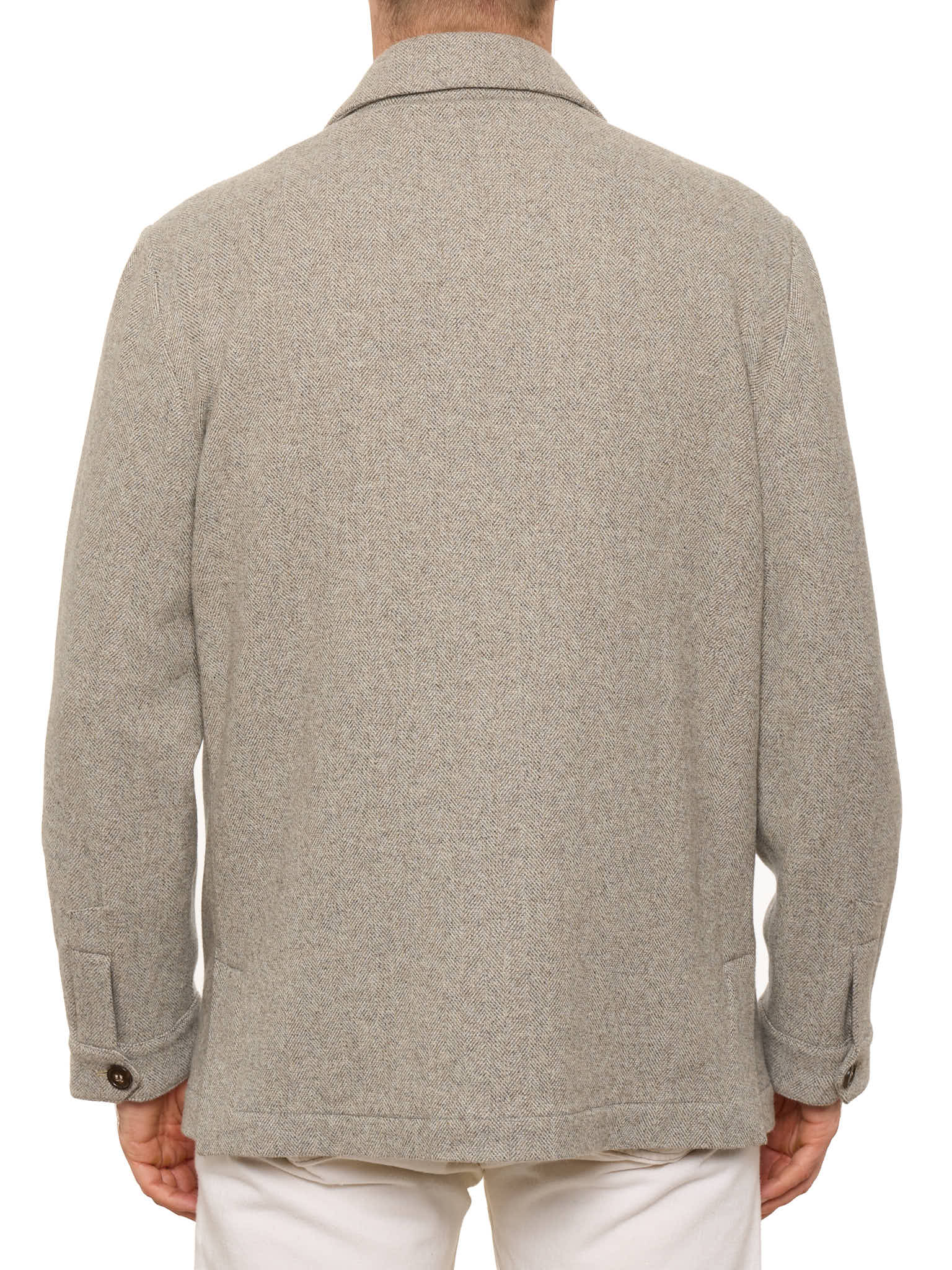 PIETRA SALATA Napoli Gray Herringbone Wool-Cashmere Jacket NEW L