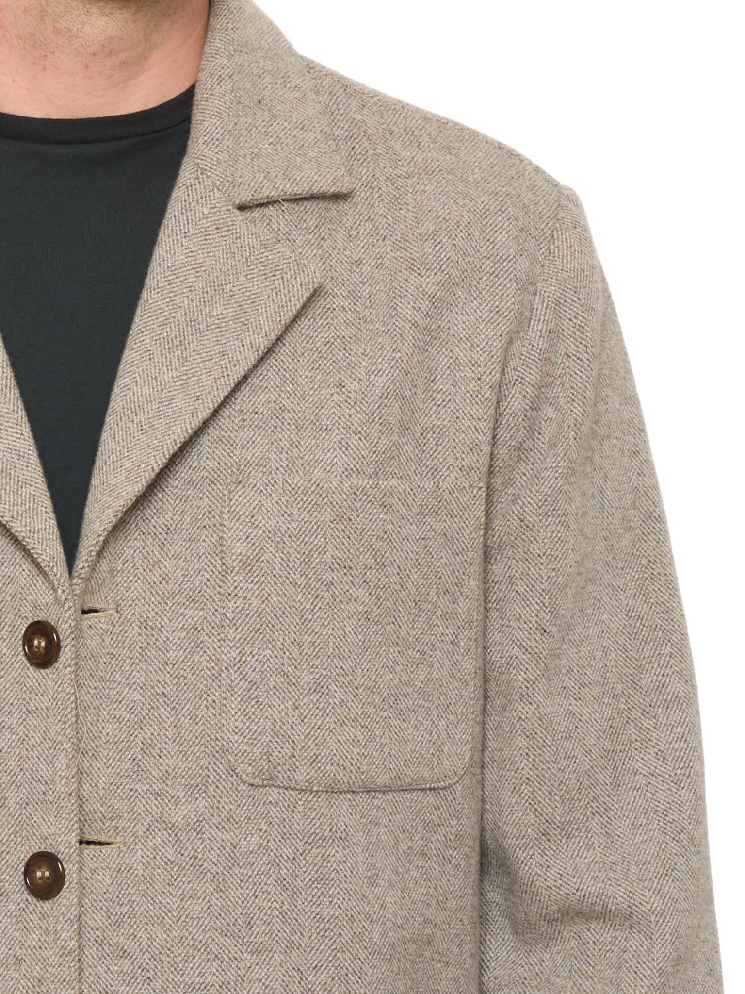 PIETRA SALATA Napoli Gray Herringbone Wool-Cashmere Jacket NEW L