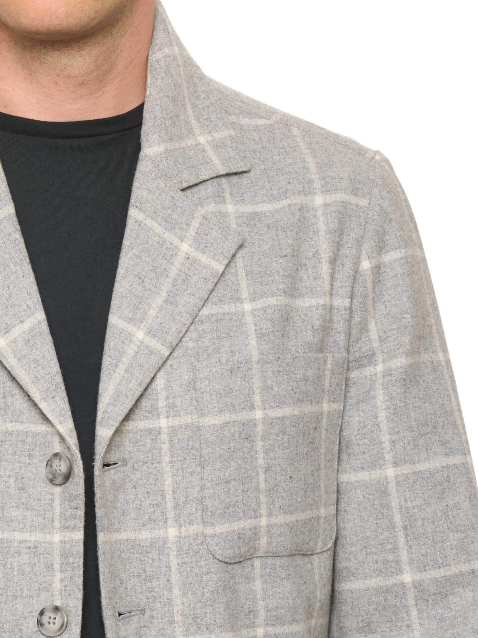 PIETRA SALATA Napoli Gray Plaid Wool Blazer Jacket NEW L