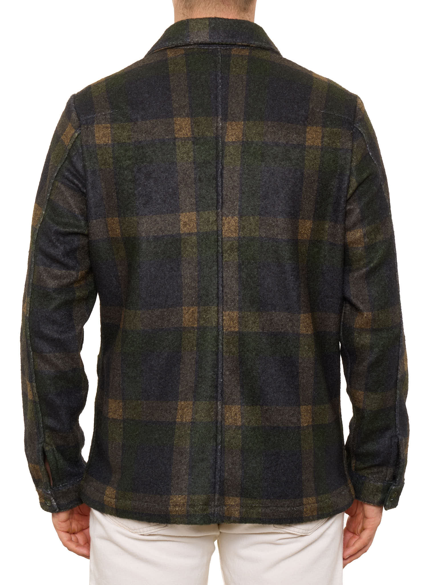 PIETRA SALATA Napoli Green-Blue-Beige Plaid Safari Jacket Overshirt NEW