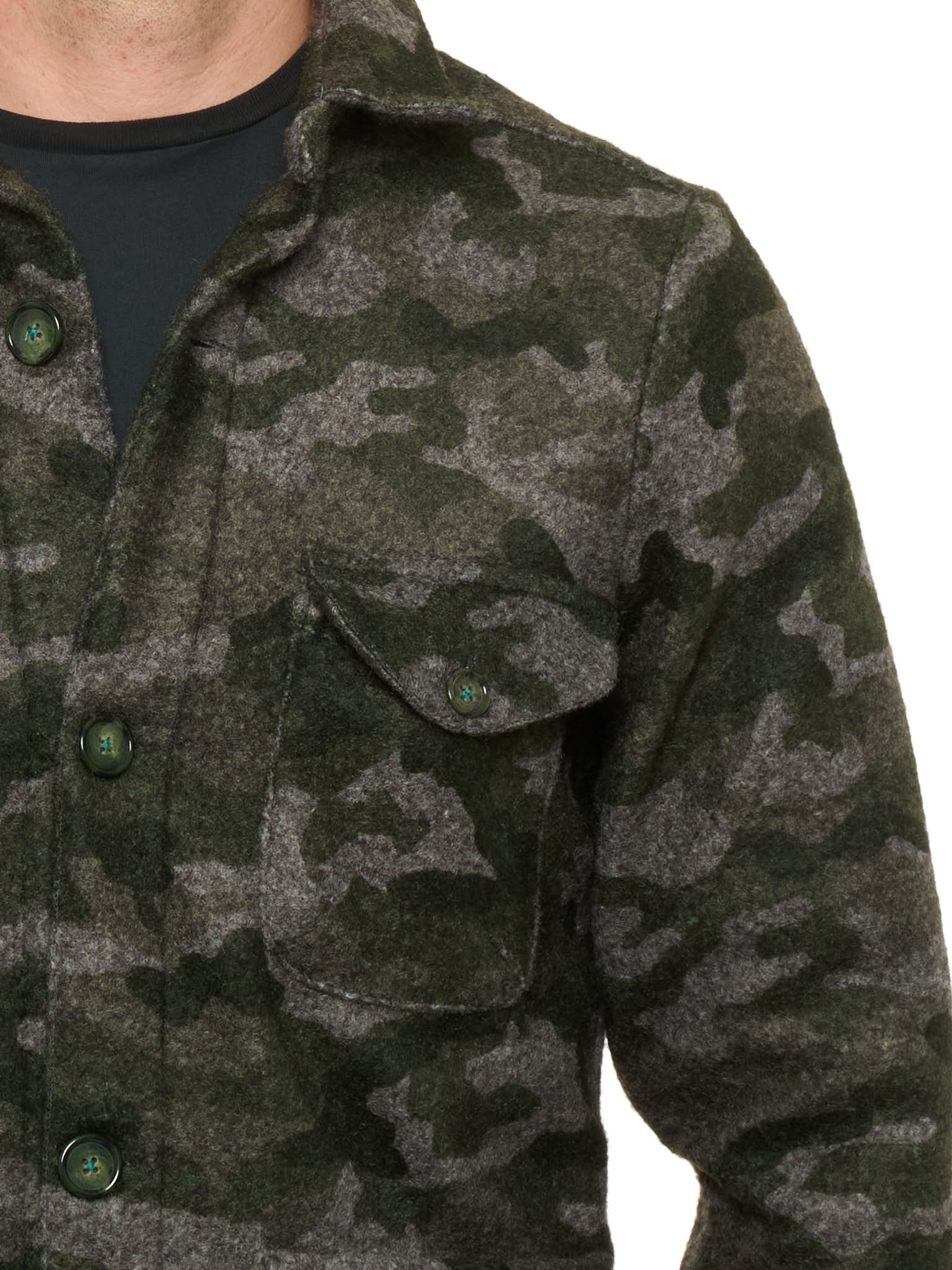 PIETRA SALATA Napoli Green-Gray Camo Safari Jacket Overshirt NEW