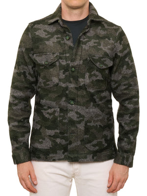 PIETRA SALATA Napoli Green-Gray Camo Safari Jacket Overshirt NEW