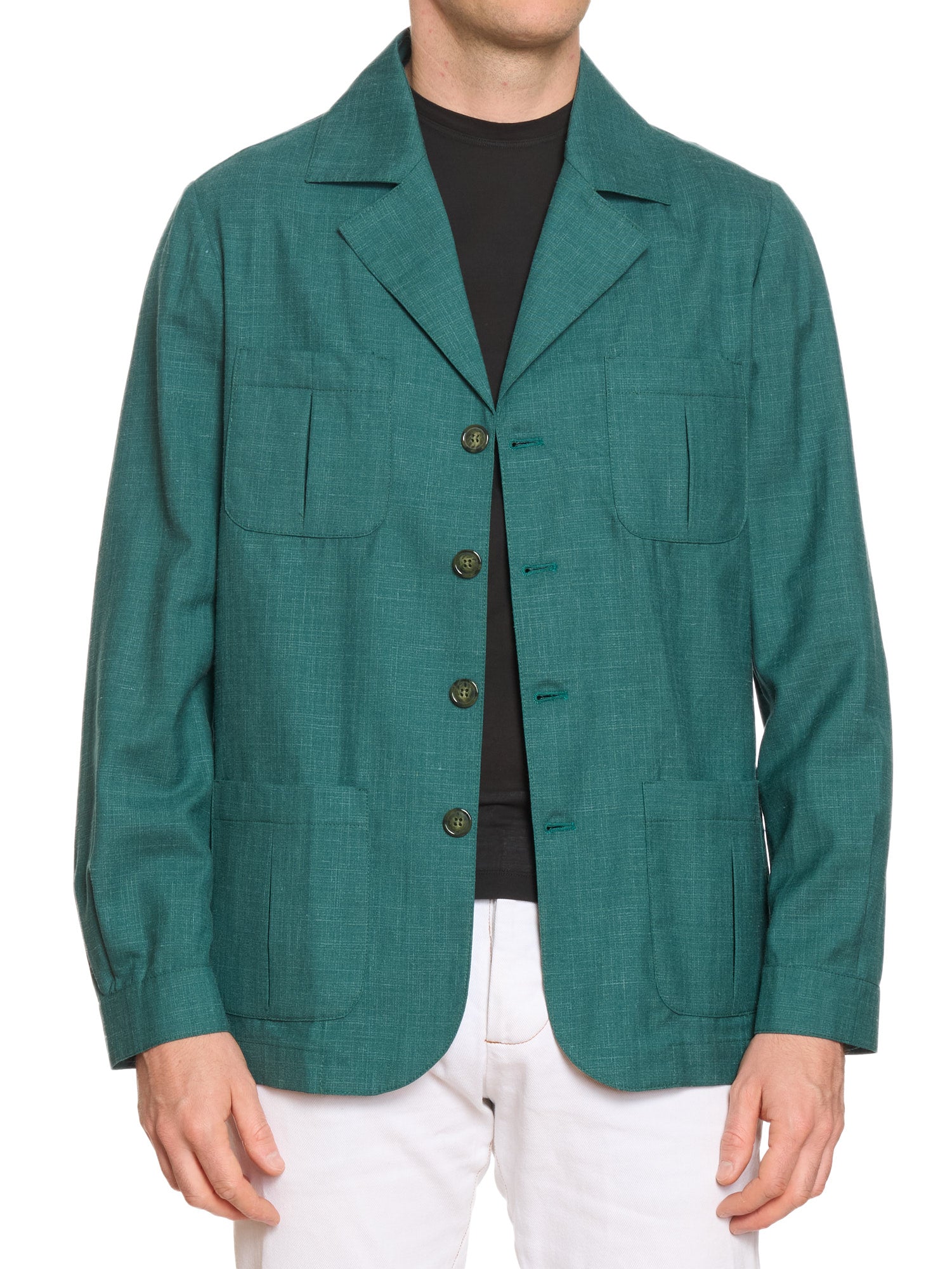 PIETRA SALATA Napoli Green Drago Wool-Silk-Linen Ultralight Jacket