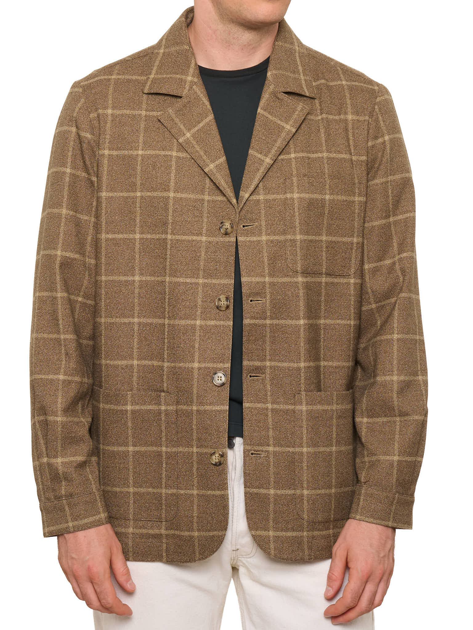 PIETRA SALATA Napoli Brown Winsowpane Wool Blend Stretch Jacket NEW