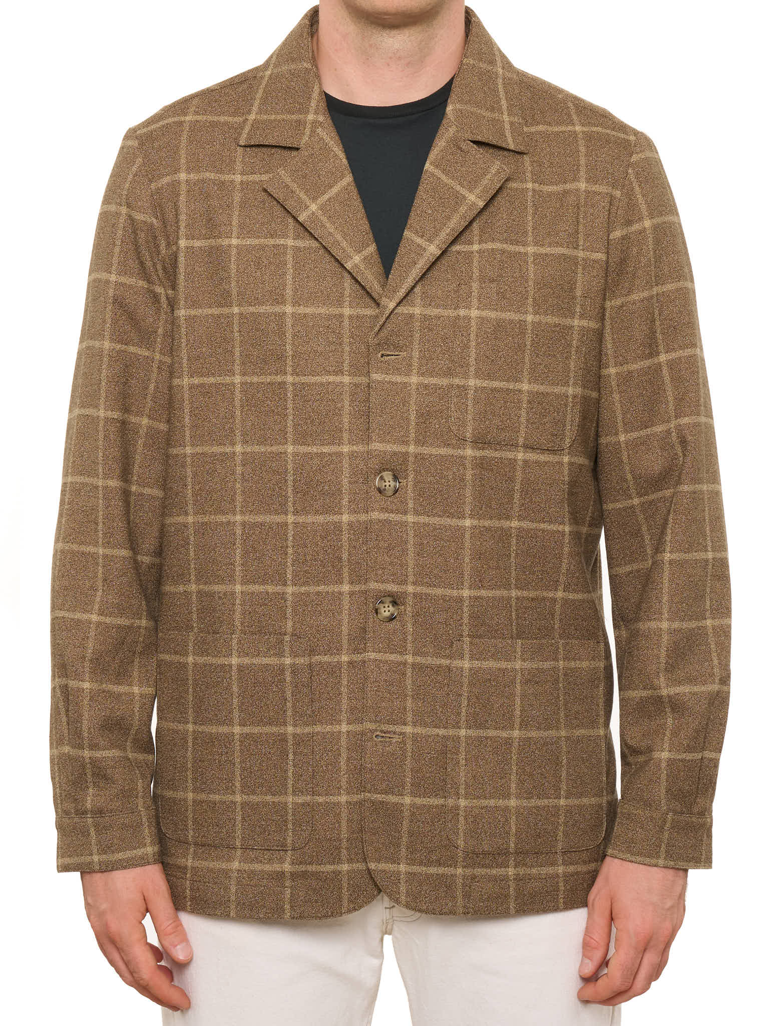 PIETRA SALATA Napoli Brown Winsowpane Wool Blend Stretch Jacket NEW