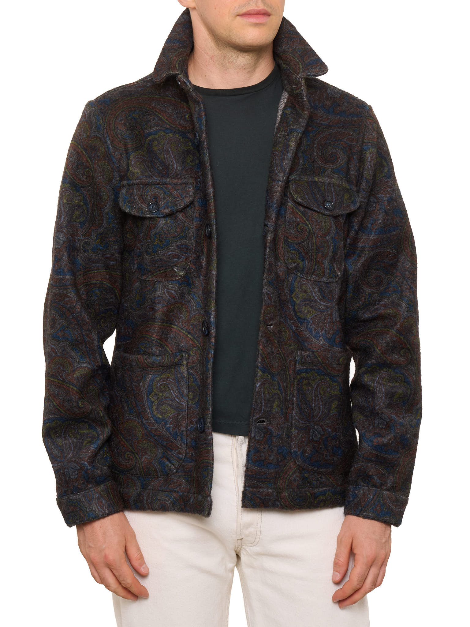 PIETRA SALATA Napoli Multicolor Paisley Safari Jacket Overshirt