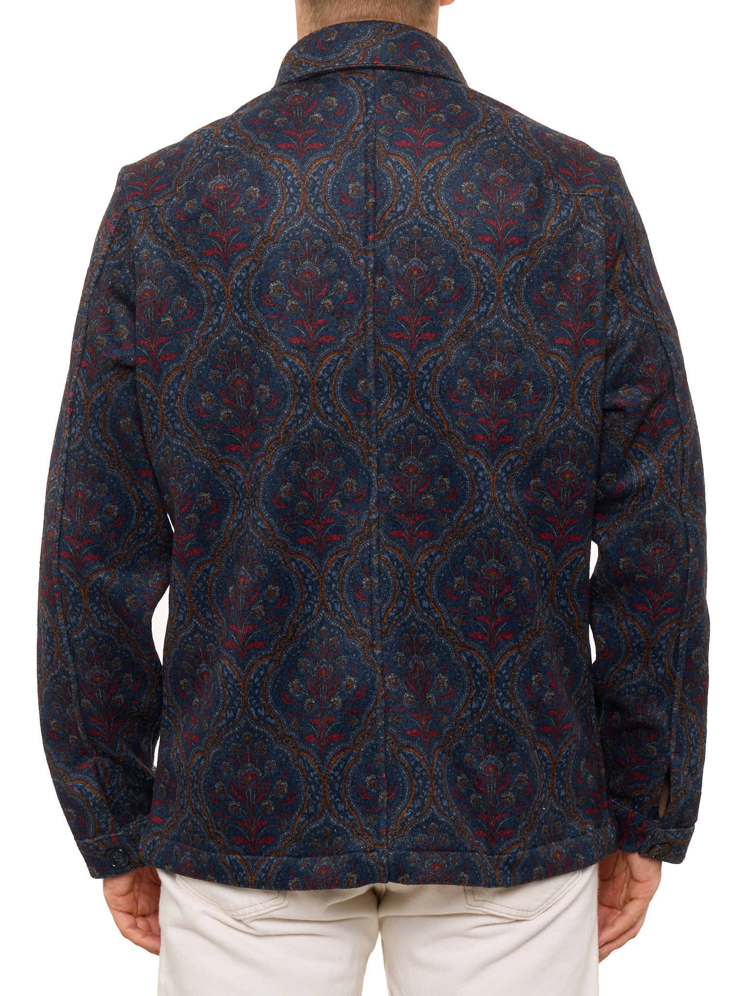 PIETRA SALATA Napoli Navy Blue Floral Pattern Safari Jacket Overshirt NEW