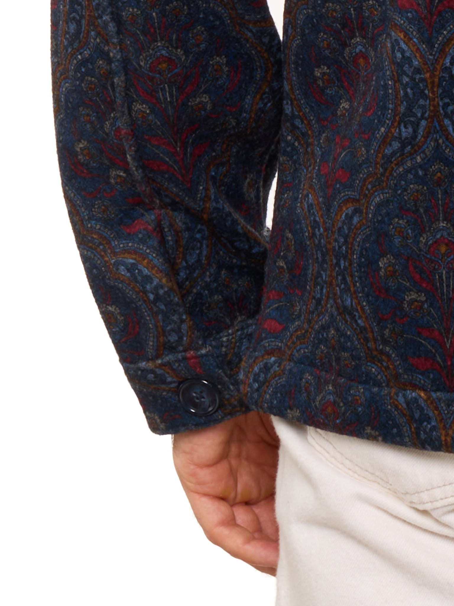 PIETRA SALATA Napoli Navy Blue Floral Pattern Safari Jacket Overshirt NEW