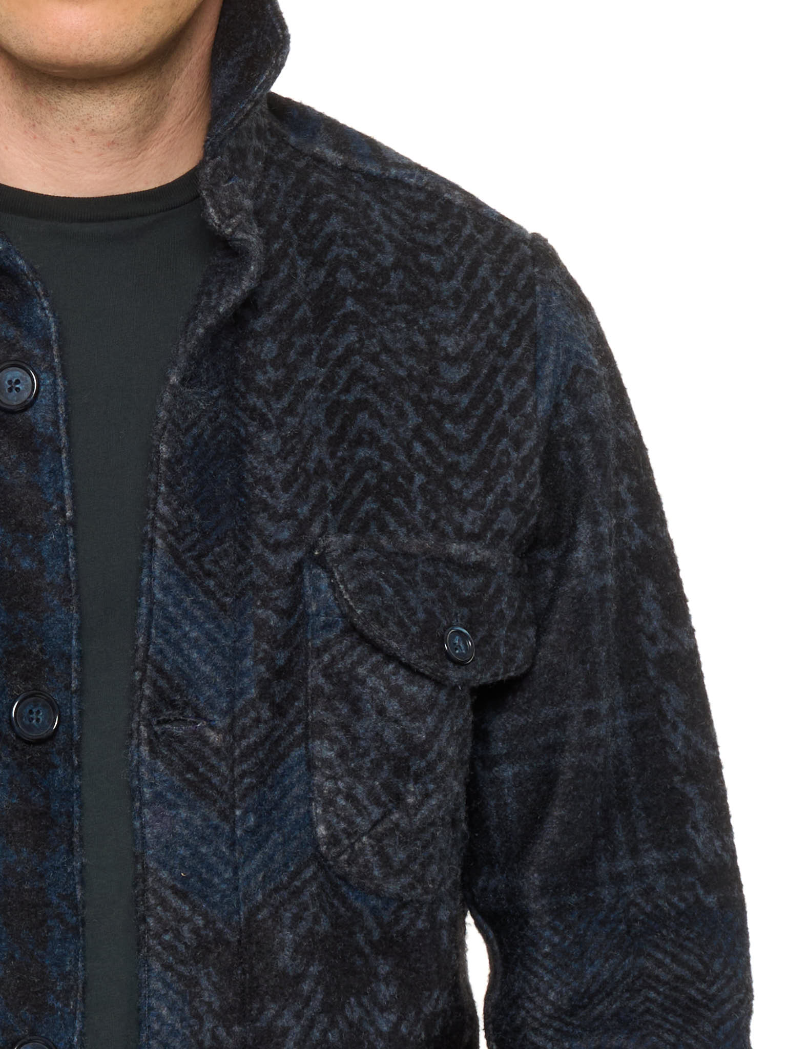 PIETRA SALATA Blue Navajo Geometric Safari Jacket Overshirt NEW M