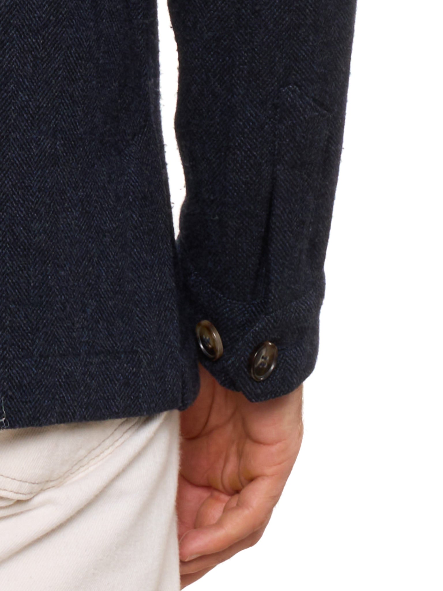 PIETRA SALATA Napoli Navy Blue Herringbone Wool-Cashmere Overshirt M NEW