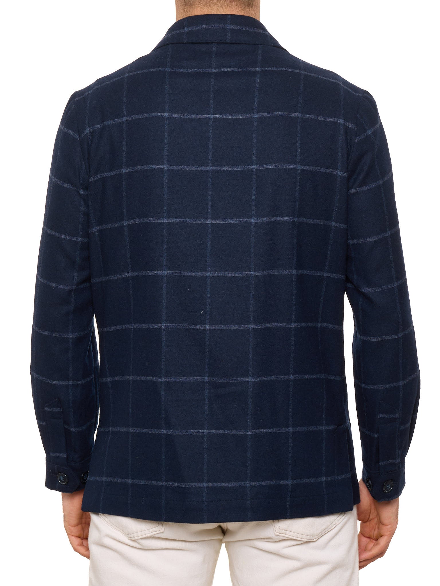 PIETRA SALATA Napoli Navy Blue Plaid Virgin Wool Blazer Jacket NEW
