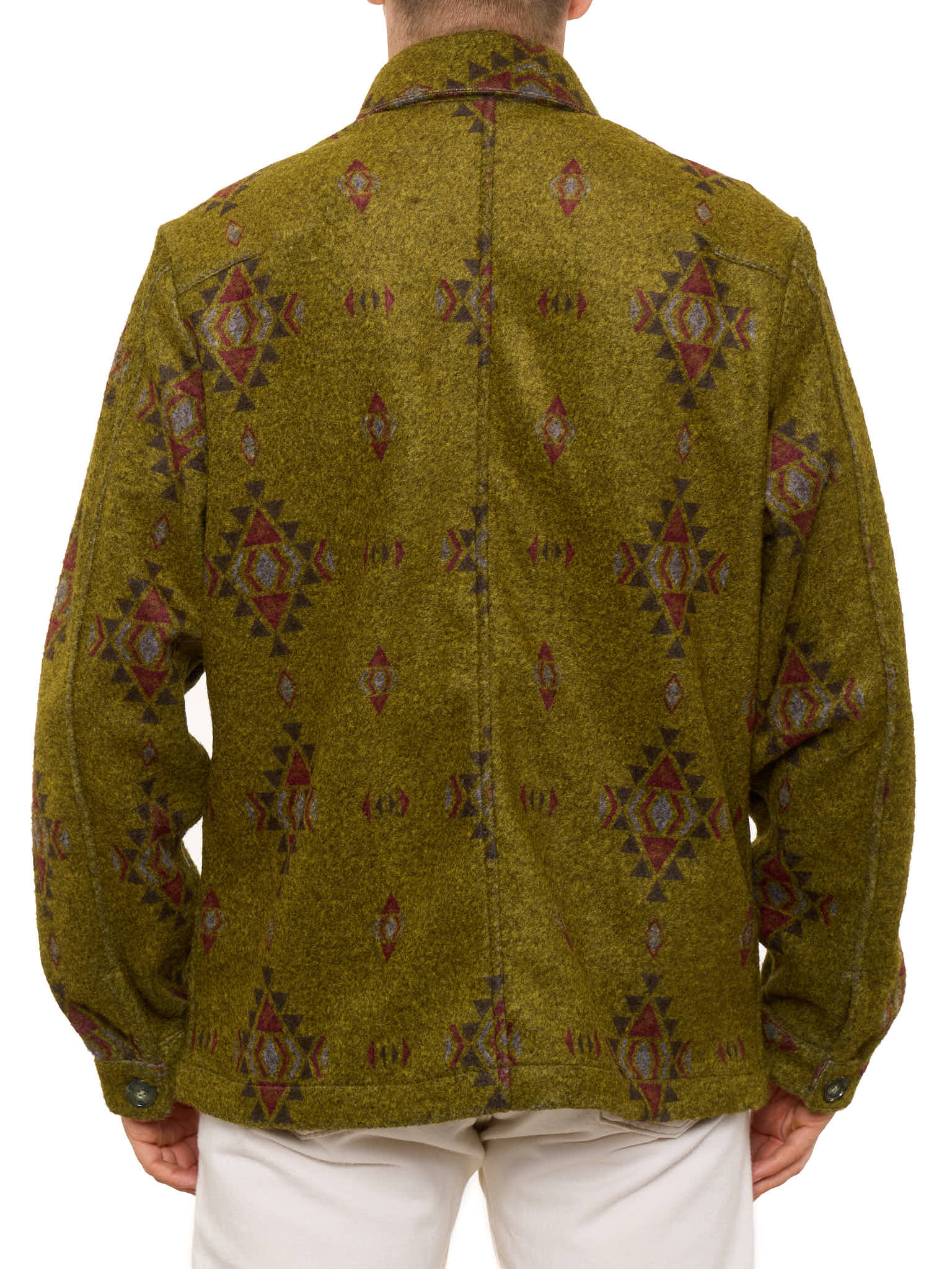 PIETRA SALATA Olive Southwestern Navajo Geometric Safari Jacket Overshirt NEW