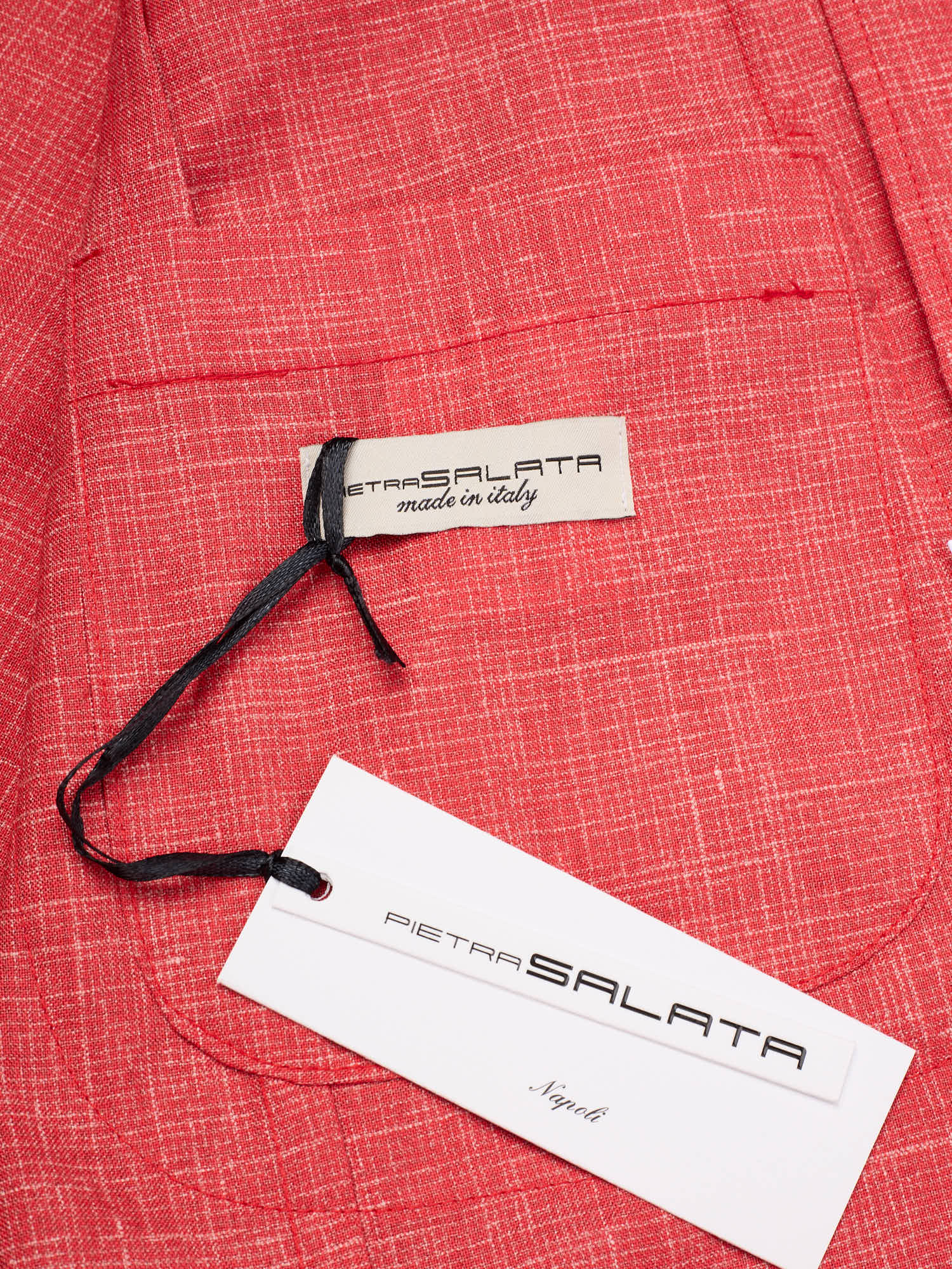 PIETRA SALATA Napoli Coral-Red Jacket Drago Wool-Silk-Linen Ultralight Jacket Blazer