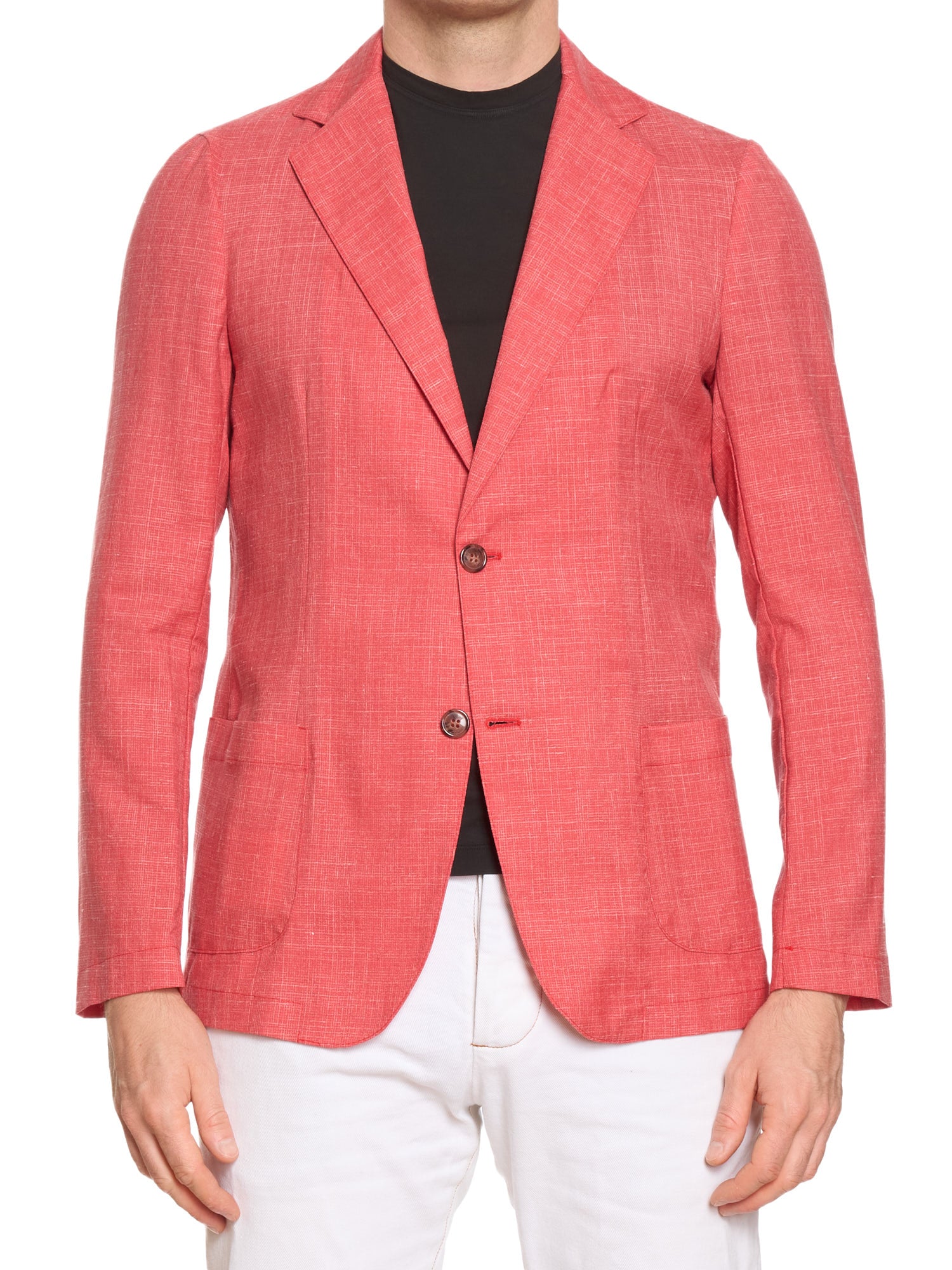 PIETRA SALATA Napoli Coral-Red Jacket Drago Wool-Silk-Linen Ultralight Jacket Blazer