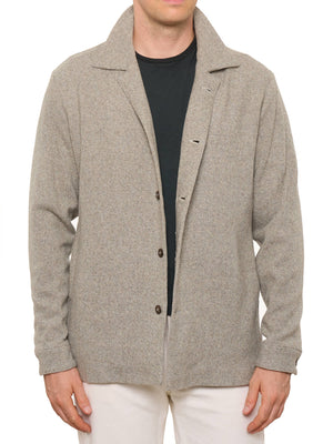 PIETRA SALATA Napoli "Drago" Gray Herringbone Wool-Cashmere Overshirt NEW S