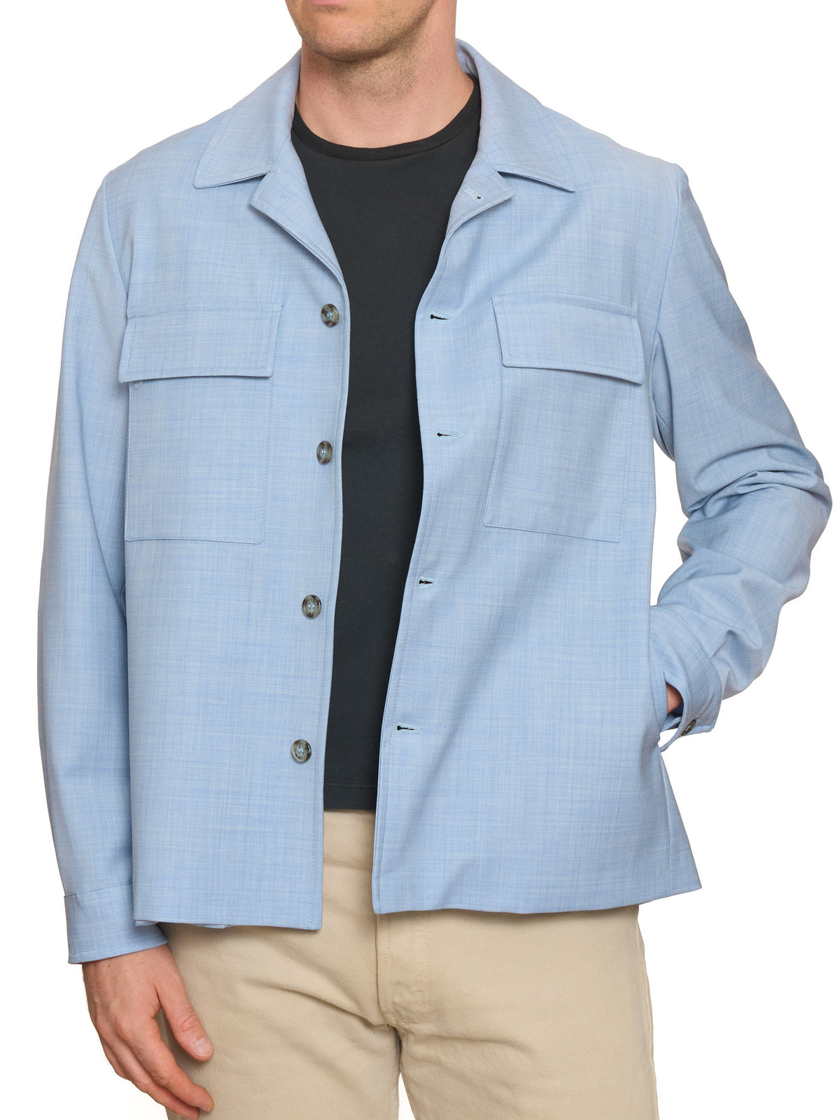 PIETRA SALATA Napoli "Miseno" Blue Wool Lightweight Jacket NEW