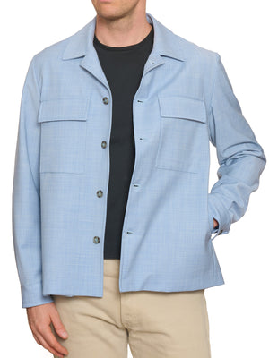 PIETRA SALATA Napoli "Miseno" Blue Wool Lightweight Jacket NEW