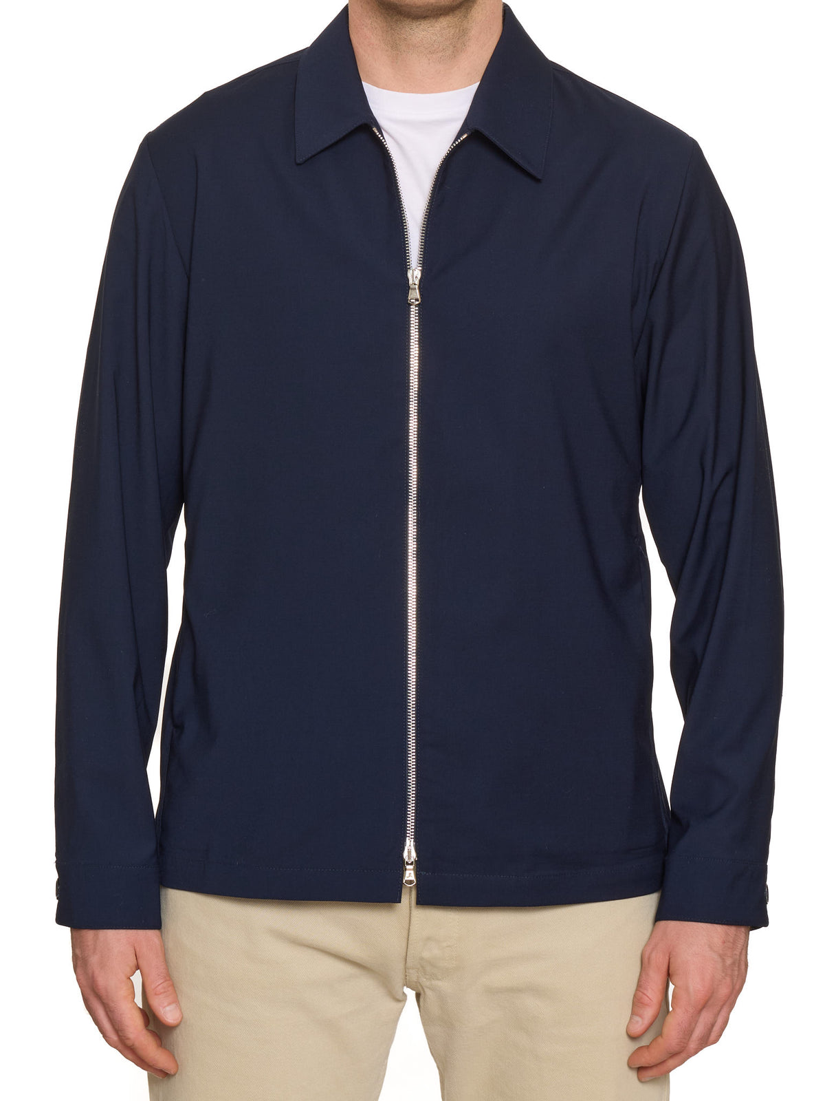 PIETRA SALATA Napoli "Nikky" Navy Blue Technical Wool Blend Lightweight Jacket NEW M