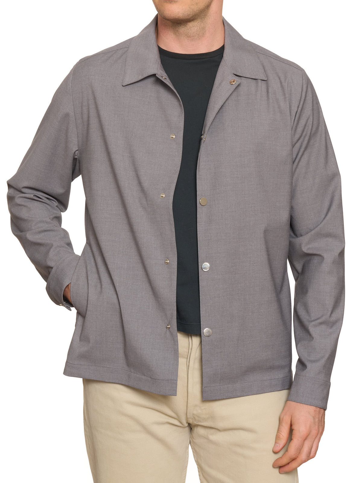 PIETRA SALATA Napoli "Paul" Gray Lightweight Overshirt Jacket NEW