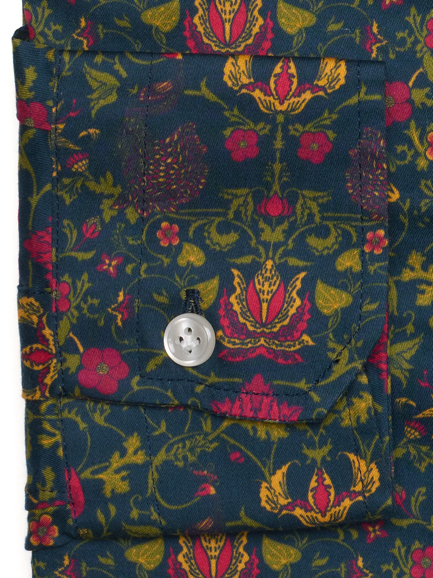 PIETRA SALATA Navy Blue Floral Pattern Cotton Shirt