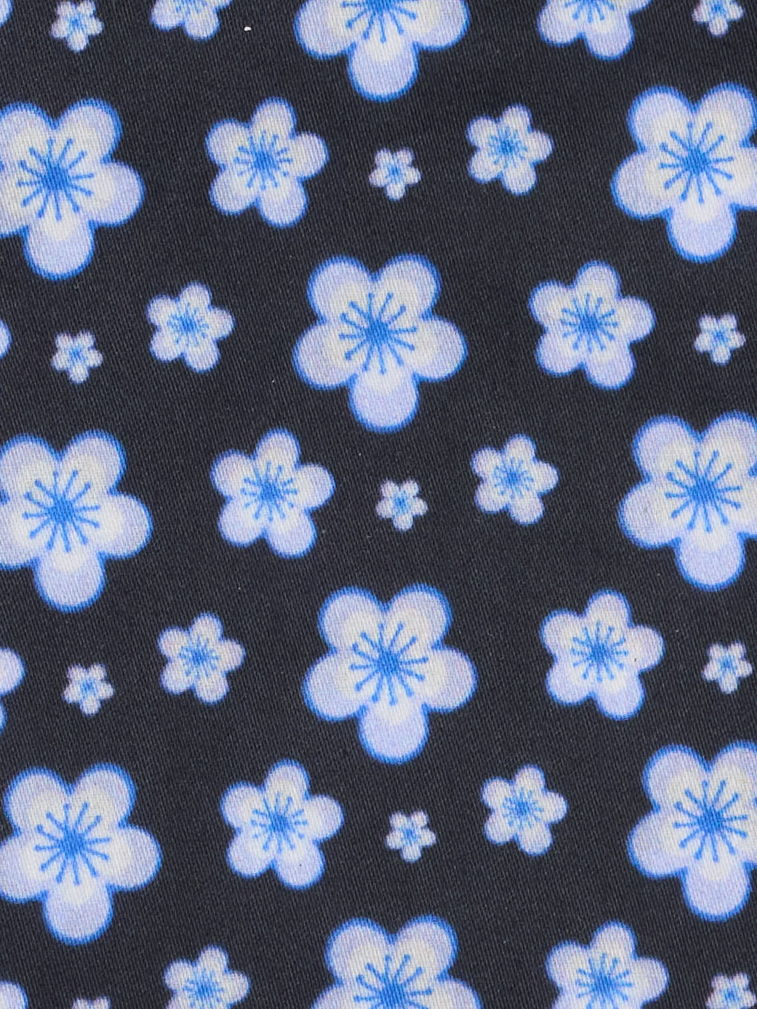 PIETRA SALATA Navy Blue Floral Pattern Cotton Spread Collar Shirt