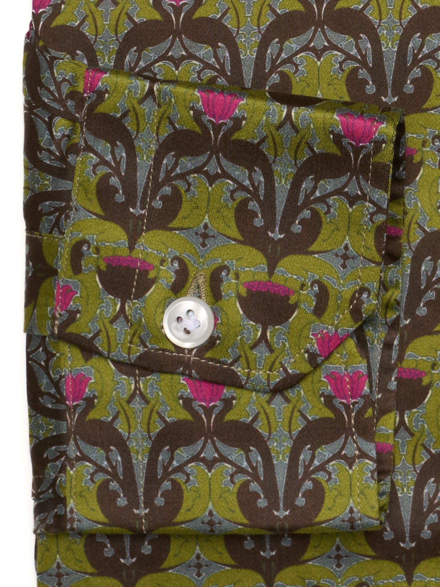 PIETRA SALATA Olive Green Floral Cotton Shirt