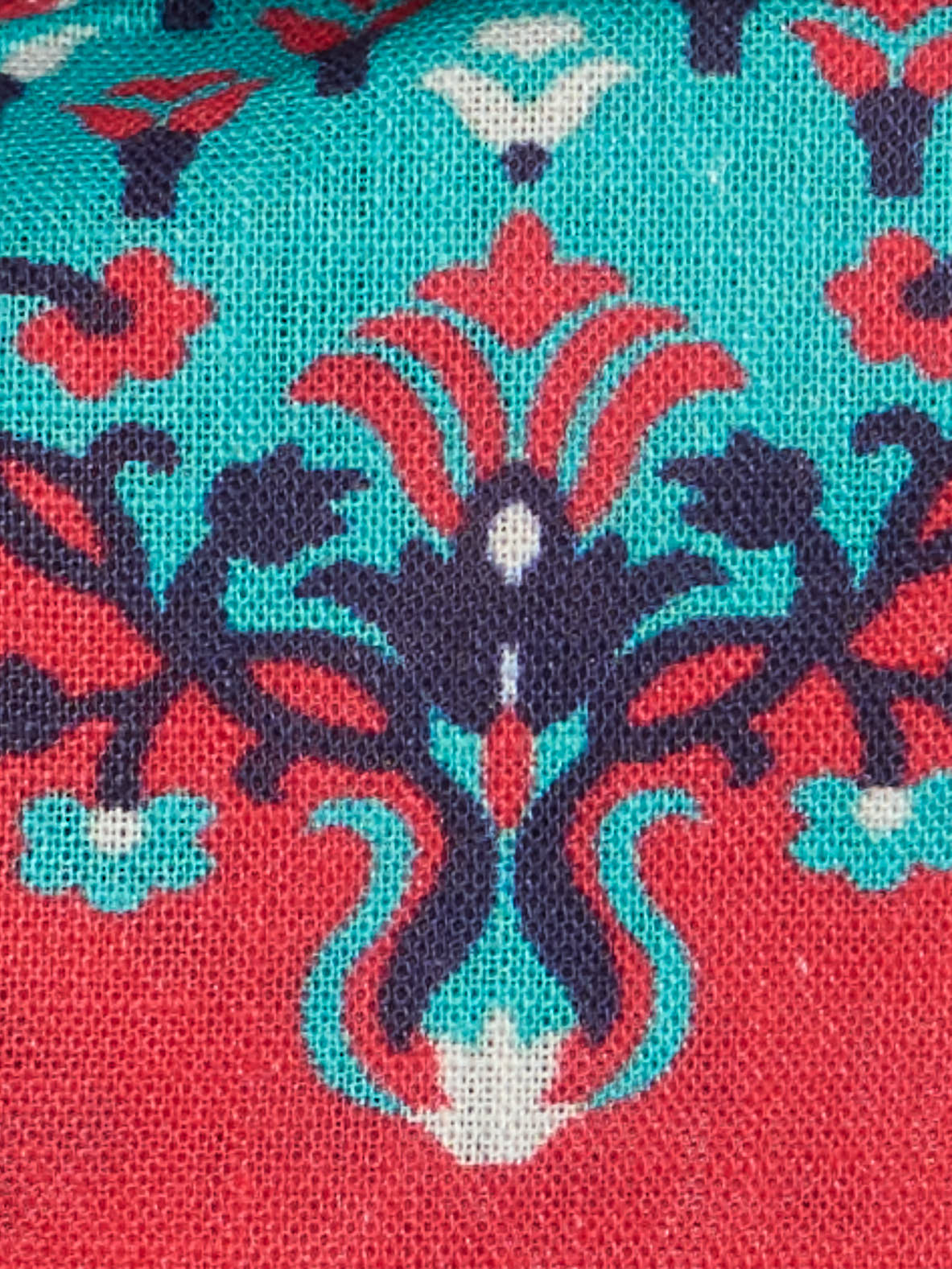 PIETRA SALATA Red-Blue Floral Cotton Spread Collar Shirt