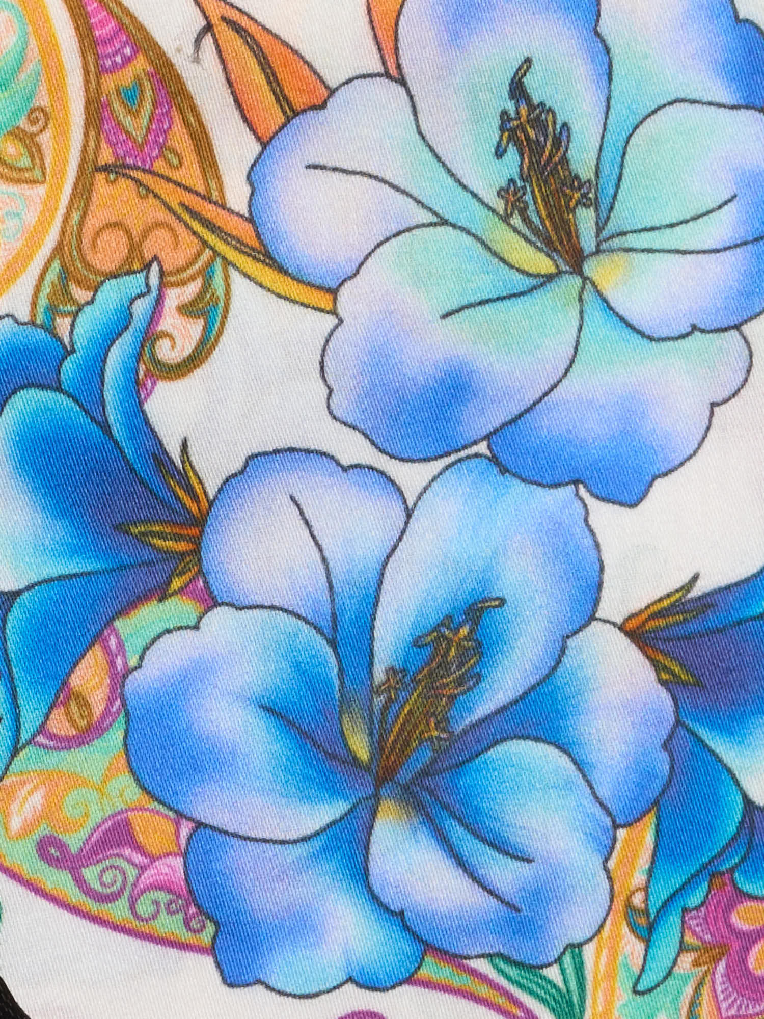 PIETRA SALATA White Floral-Paisley Pattern Cotton Spread Collar Shirt