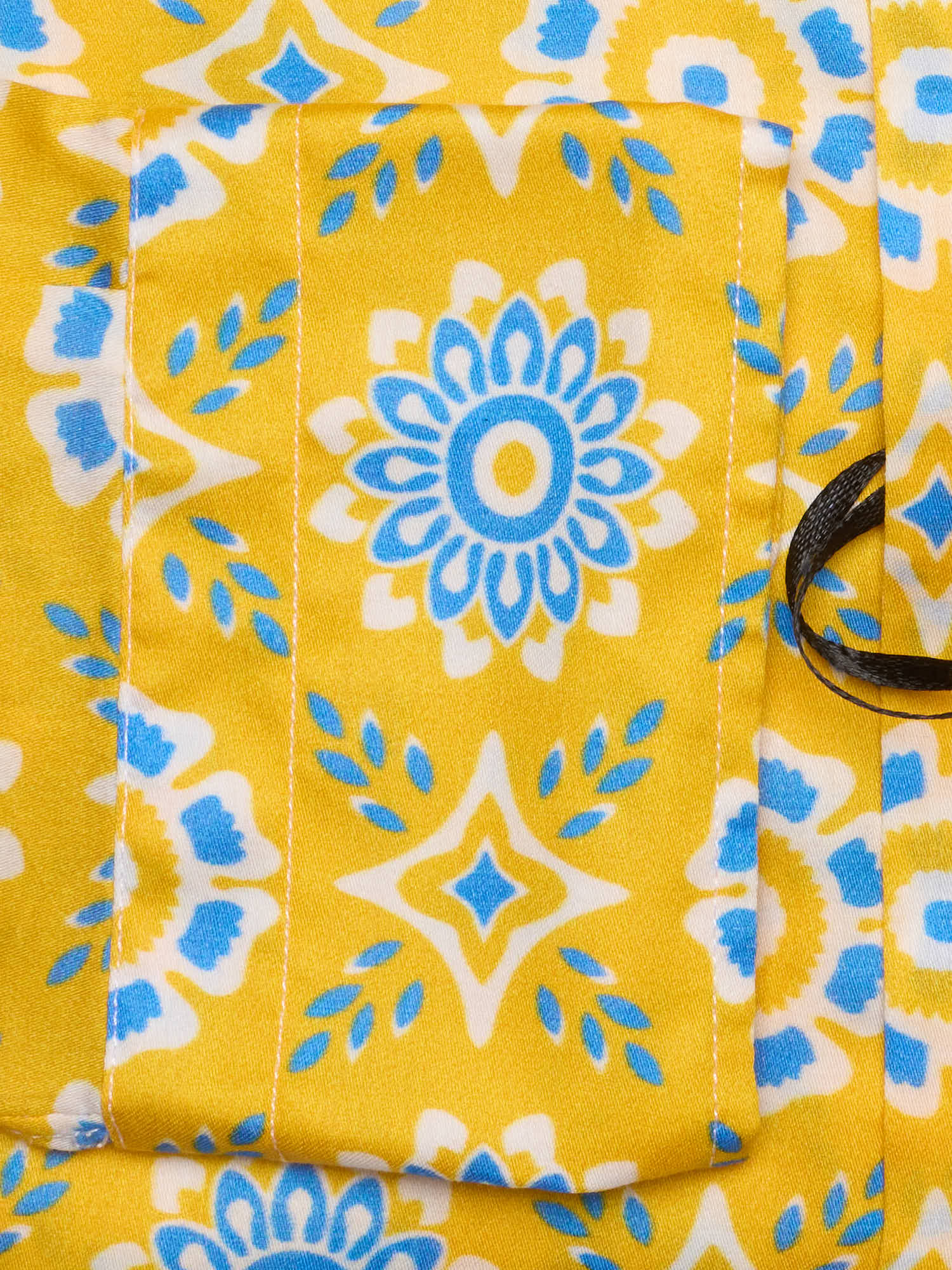 PIETRA SALATA Yellow-Blue Geometric Pattern Cotton Shirt