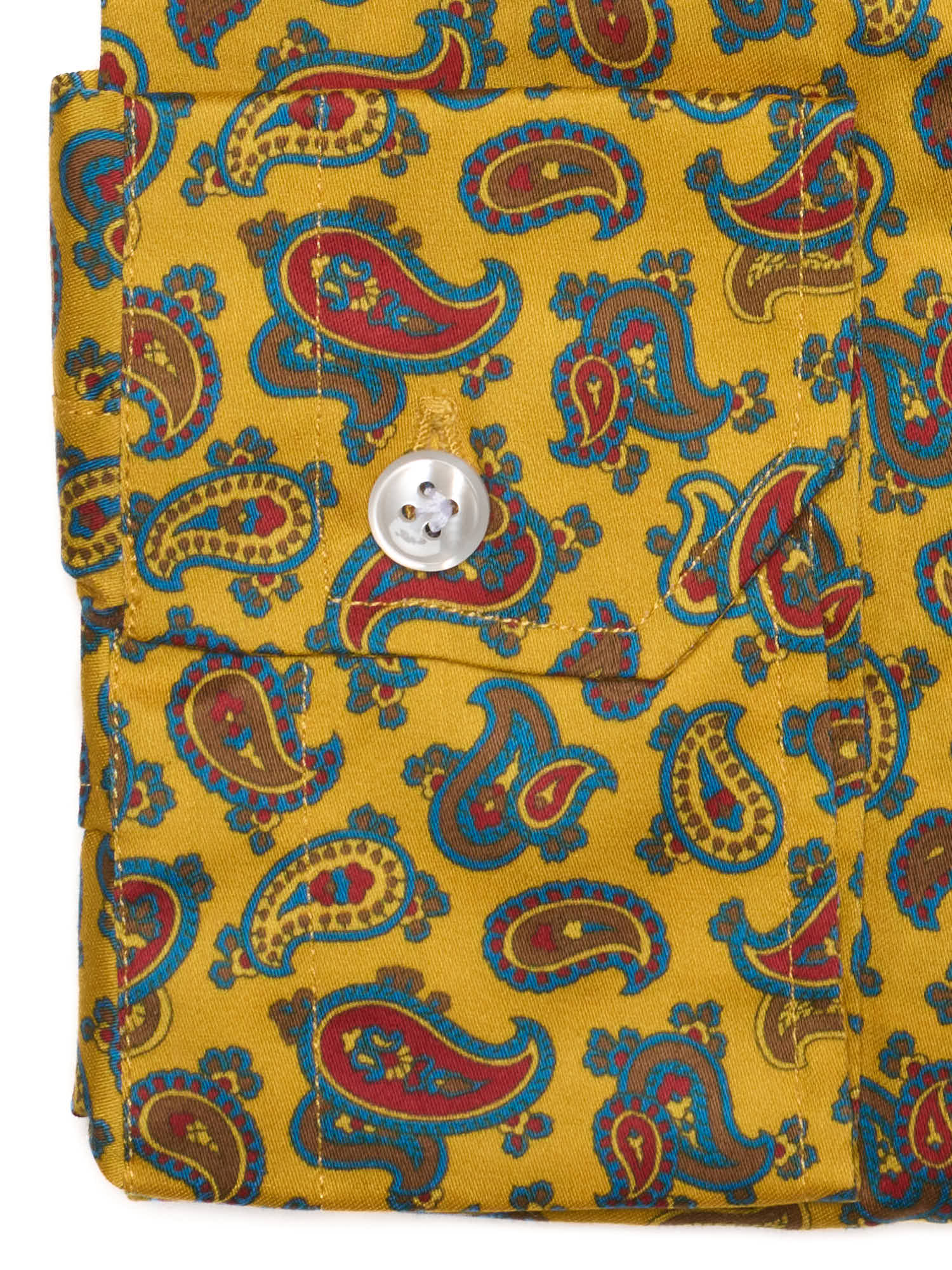 PIETRA SALATA Yellow Paisley Cotton Spread Collar Shirt