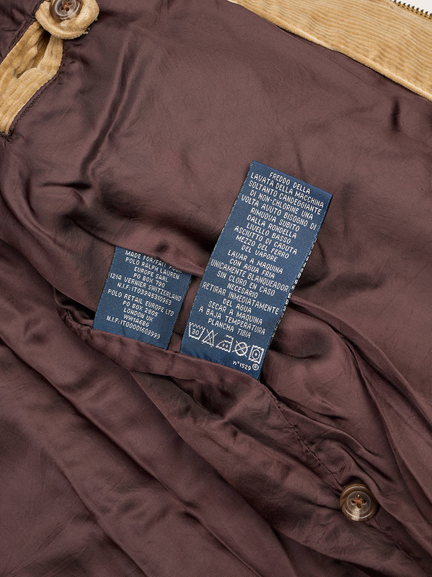 POLO RALPH LAUREN Beige Cotton Corduroy Harrington Jacket Vintage NOS