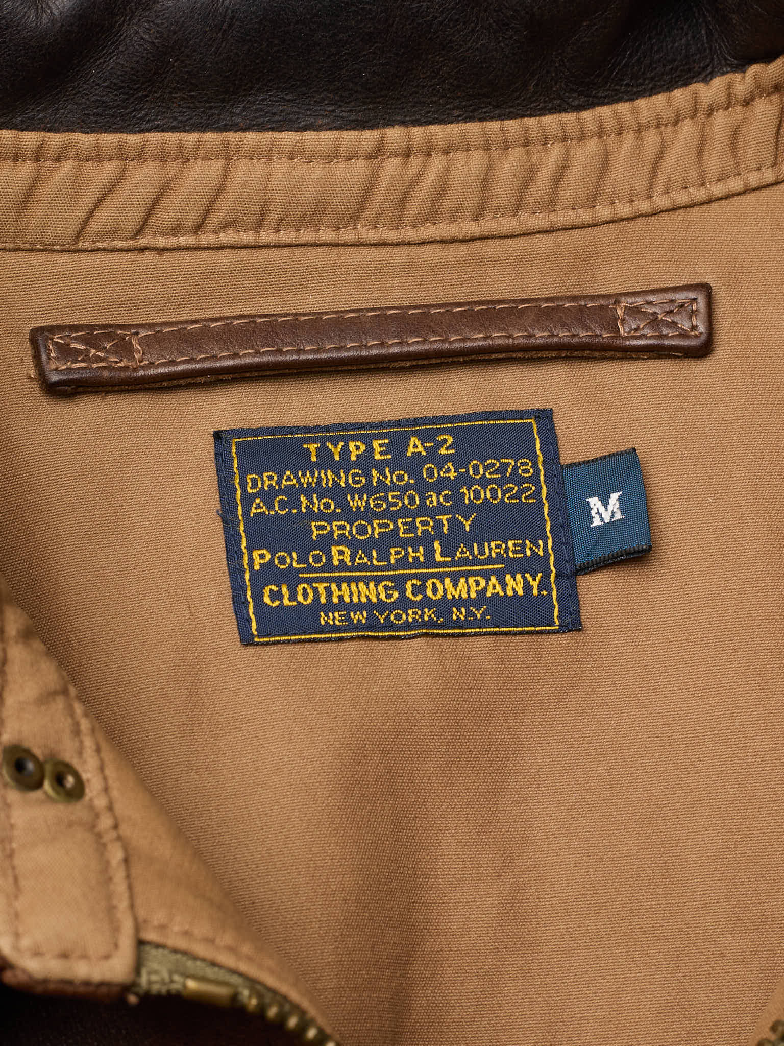 POLO RALPH LAUREN Brown "A–2" Cowhide Leather Flight Bomber Jacket