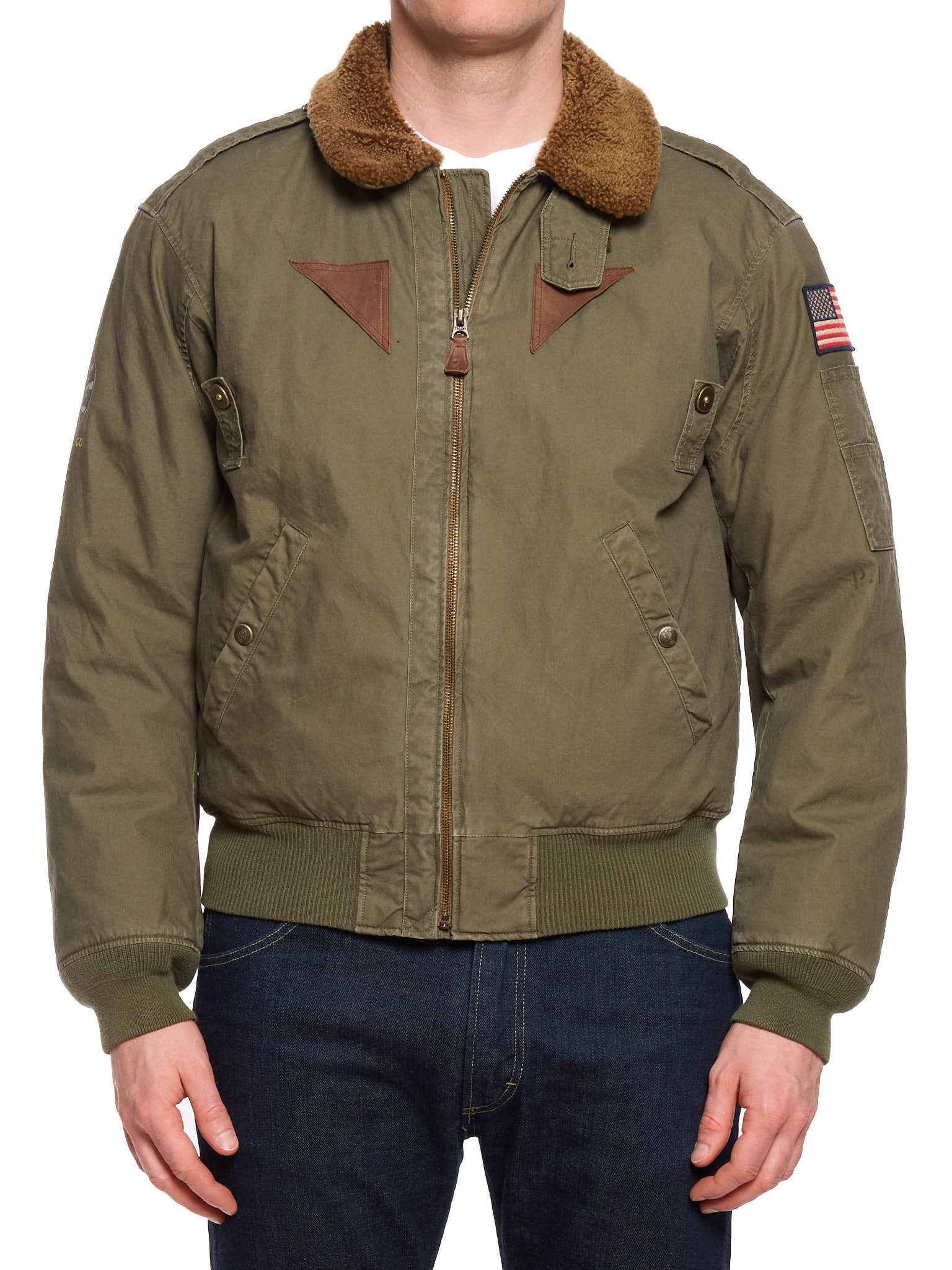 Polo Ralph Lauren B-15A コットン フライトジャケット M POLO RALPH LAUREN Military Green 