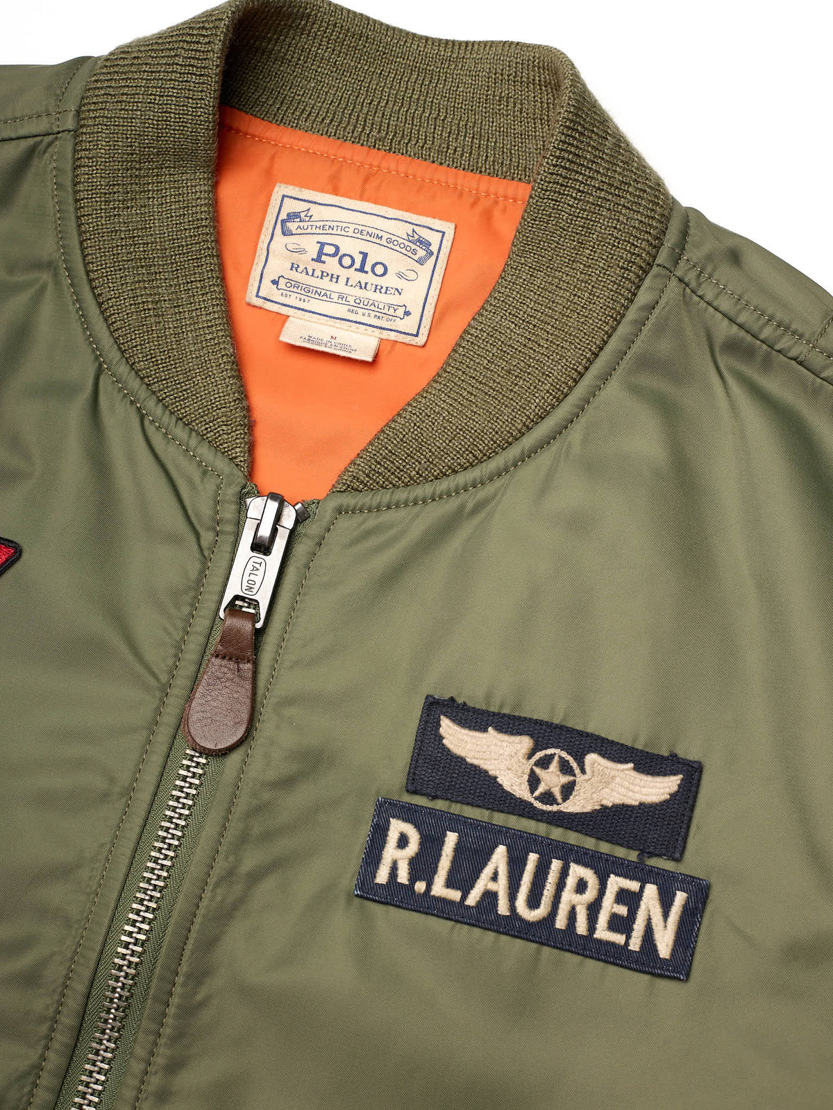 POLO RALPH LAUREN Military Green "Ma–1" Patch Flight Bomber Jacket