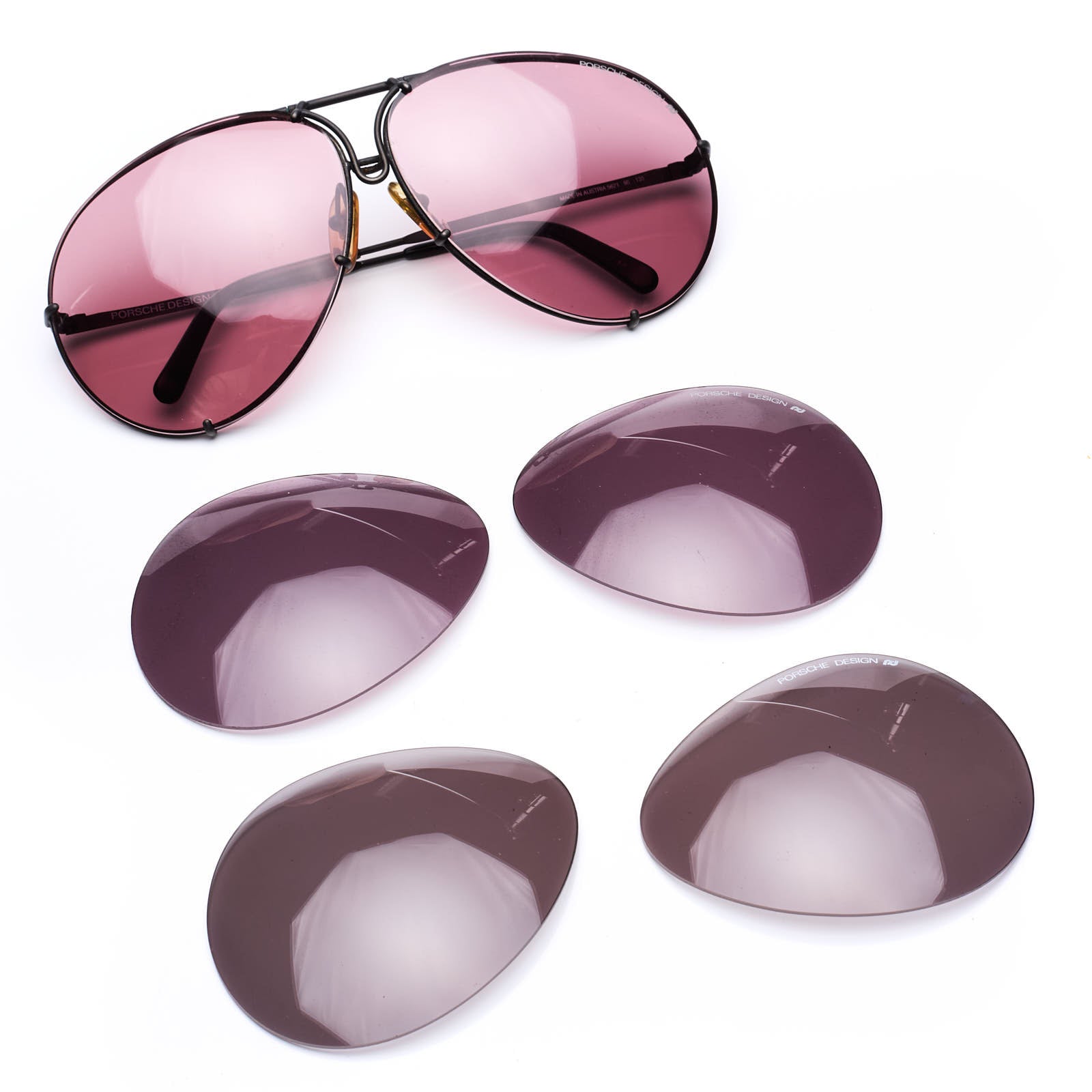 PORSCHE DESIGN by CARRERA Black 3 Sets of Lenses Aviator Sunglasses Vintage NOS