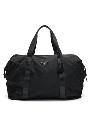 Vintage PRADA Black Nylon & Leather Duffel Travel Bag
