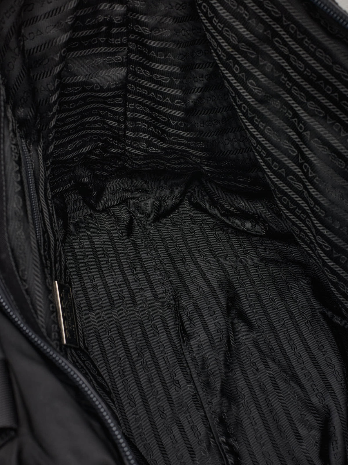 Vintage PRADA Black Nylon & Leather Duffel Travel Bag