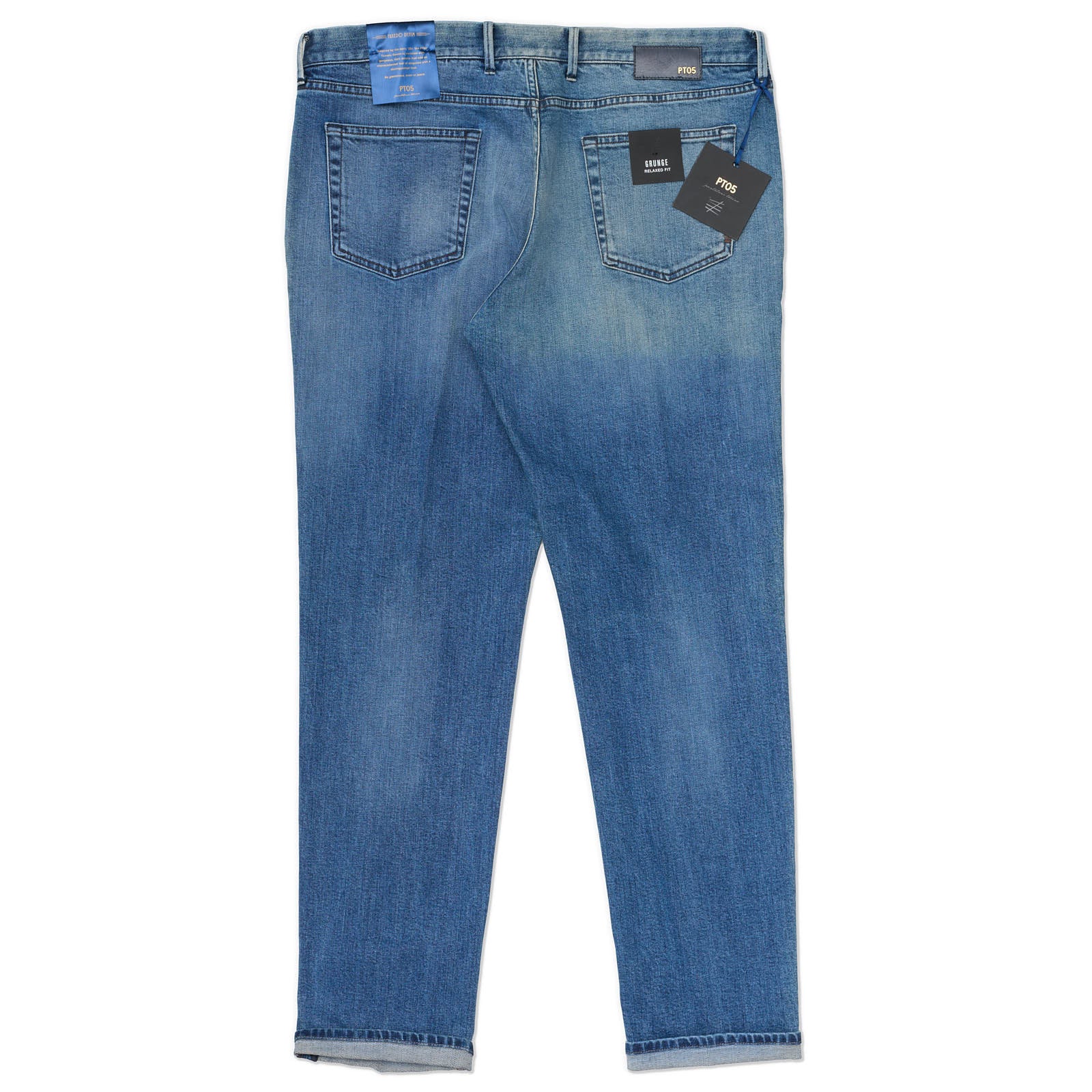 PT05  "Grunge" Light Blue Cotton Tuxedo Denim Relaxed Fit Jeans Pants NEW US 40