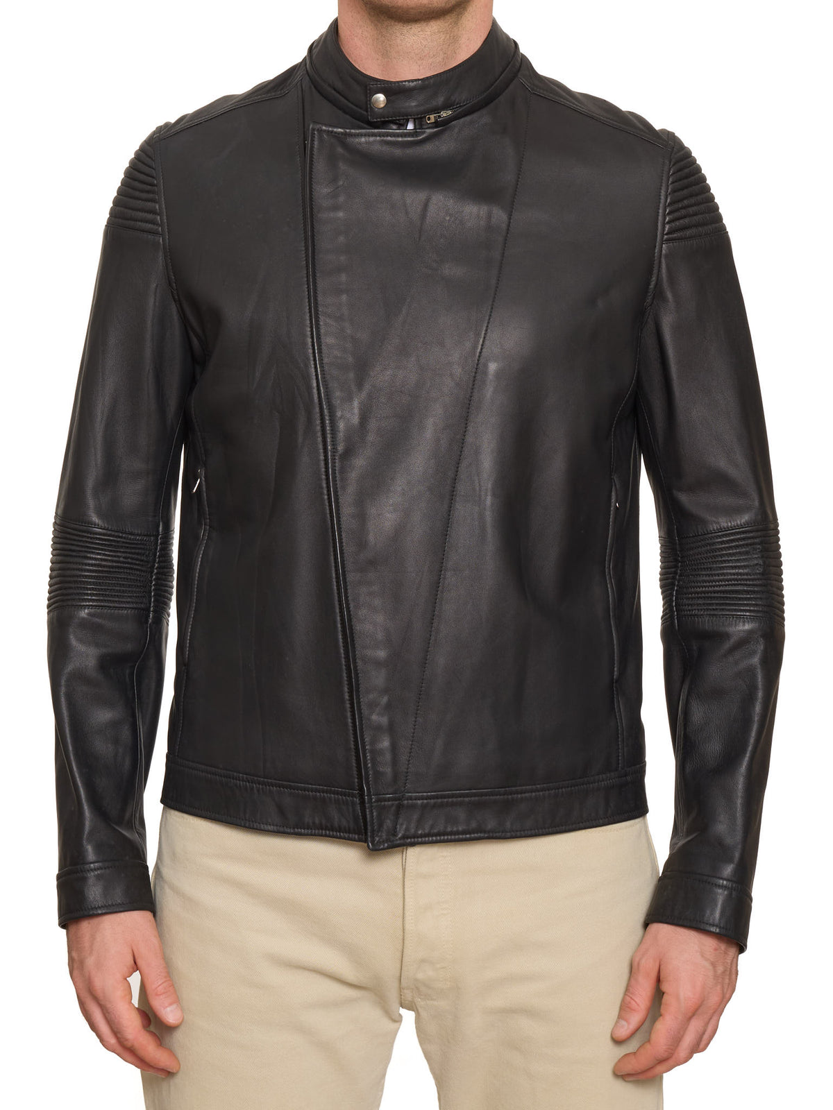 QUAI DE VALMY by SERAPHIN Black Lambskin Leather Motorcycle Jacket