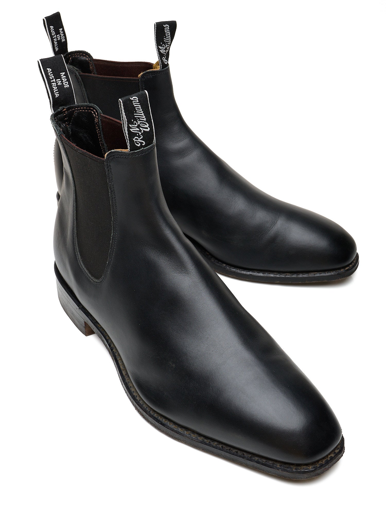 R. M. WILLIAMS Australia Signature Craftsman Black French Veal-Calf Chelsea Boots