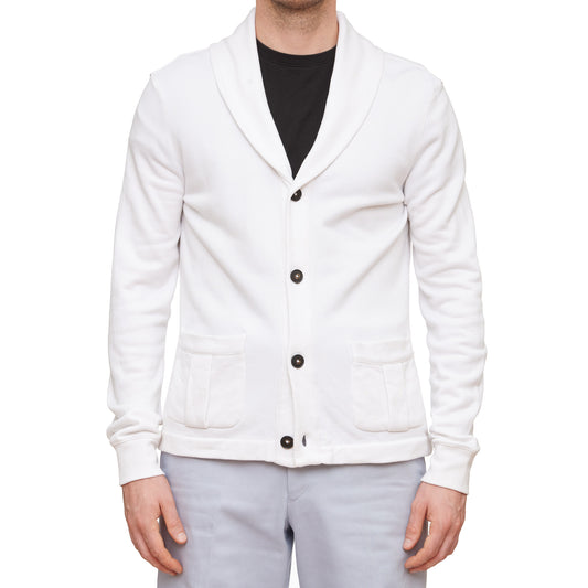 RALPH LAUREN Black Label White Cotton Shawl Collar Cardigan Sweater Size M