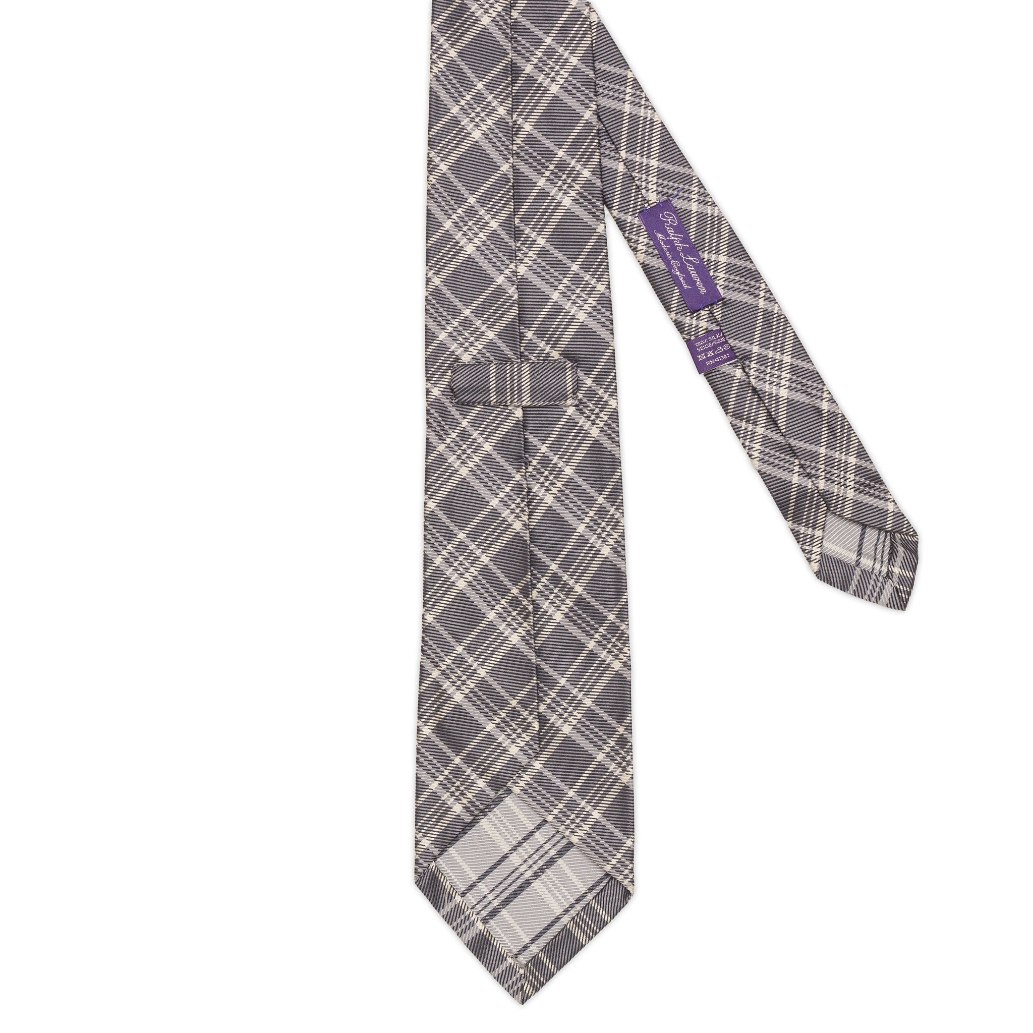 RALPH LAUREN Purple Label England Handmade Prince of Wales Silk Tie Seven Fold NEW