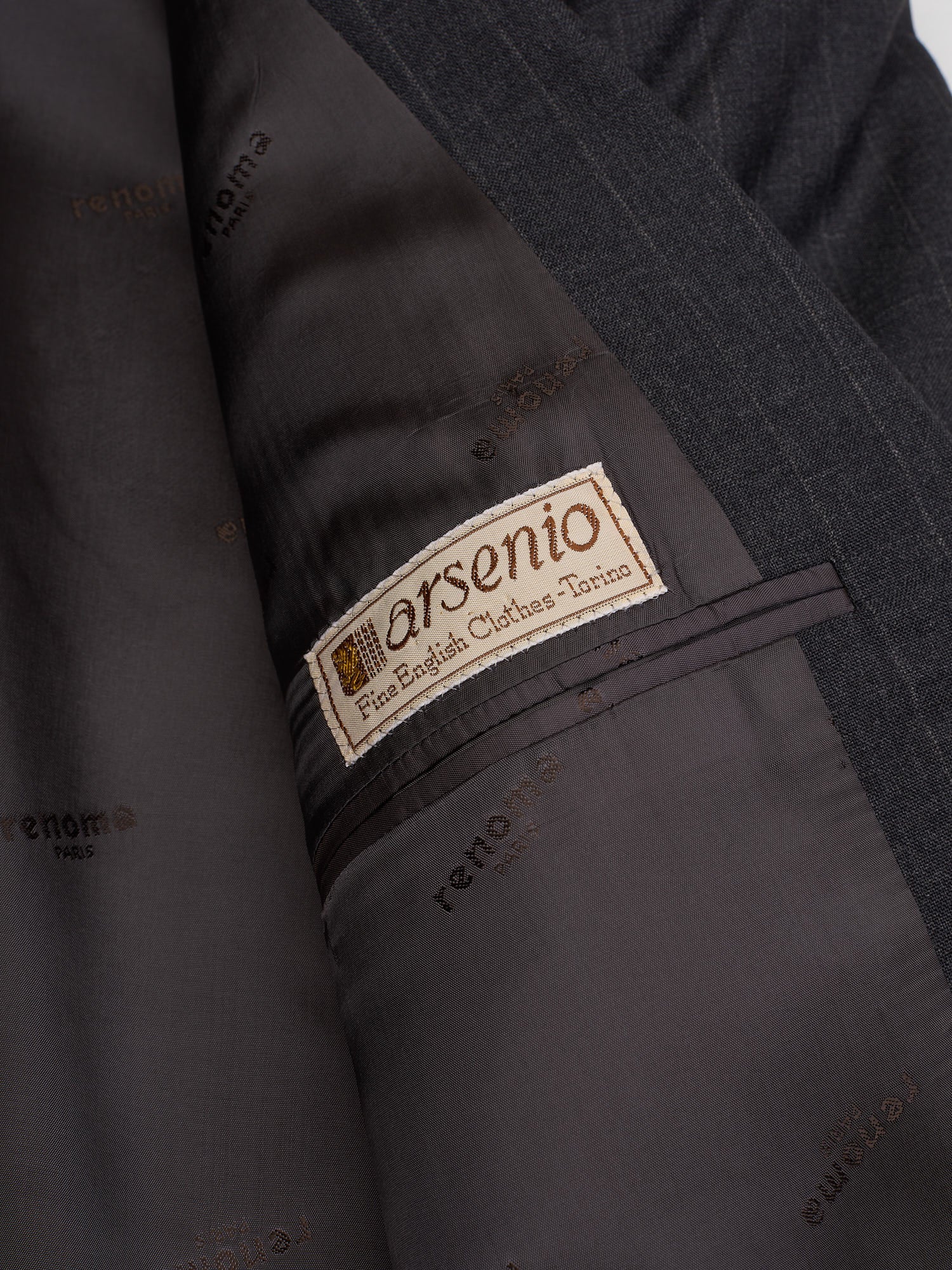 RENOMA Paris Dark Gray Striped Virgin Wool Suit